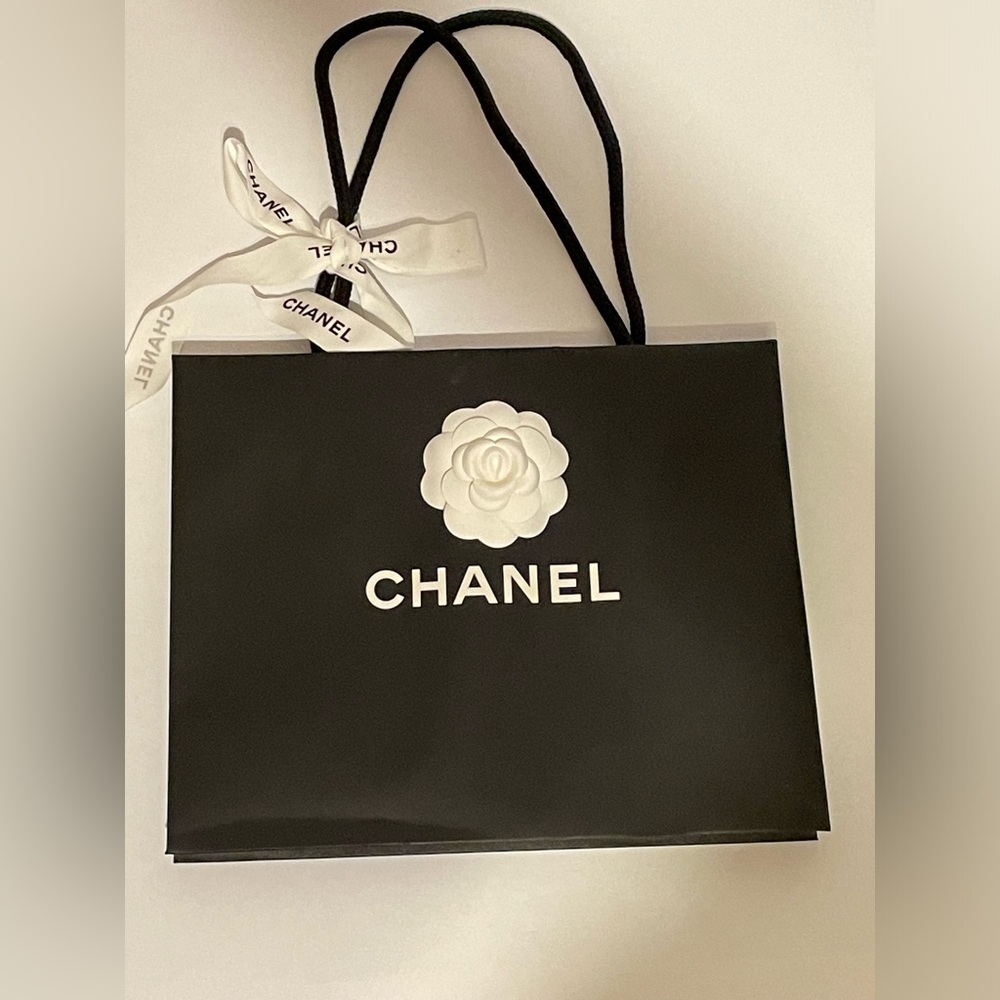 Chanel paper black shopping bag